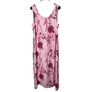 DRESS U By‎ Sharon Pink Floral Print Scoop Neck Vintage Maxi Dress Womens 11/12